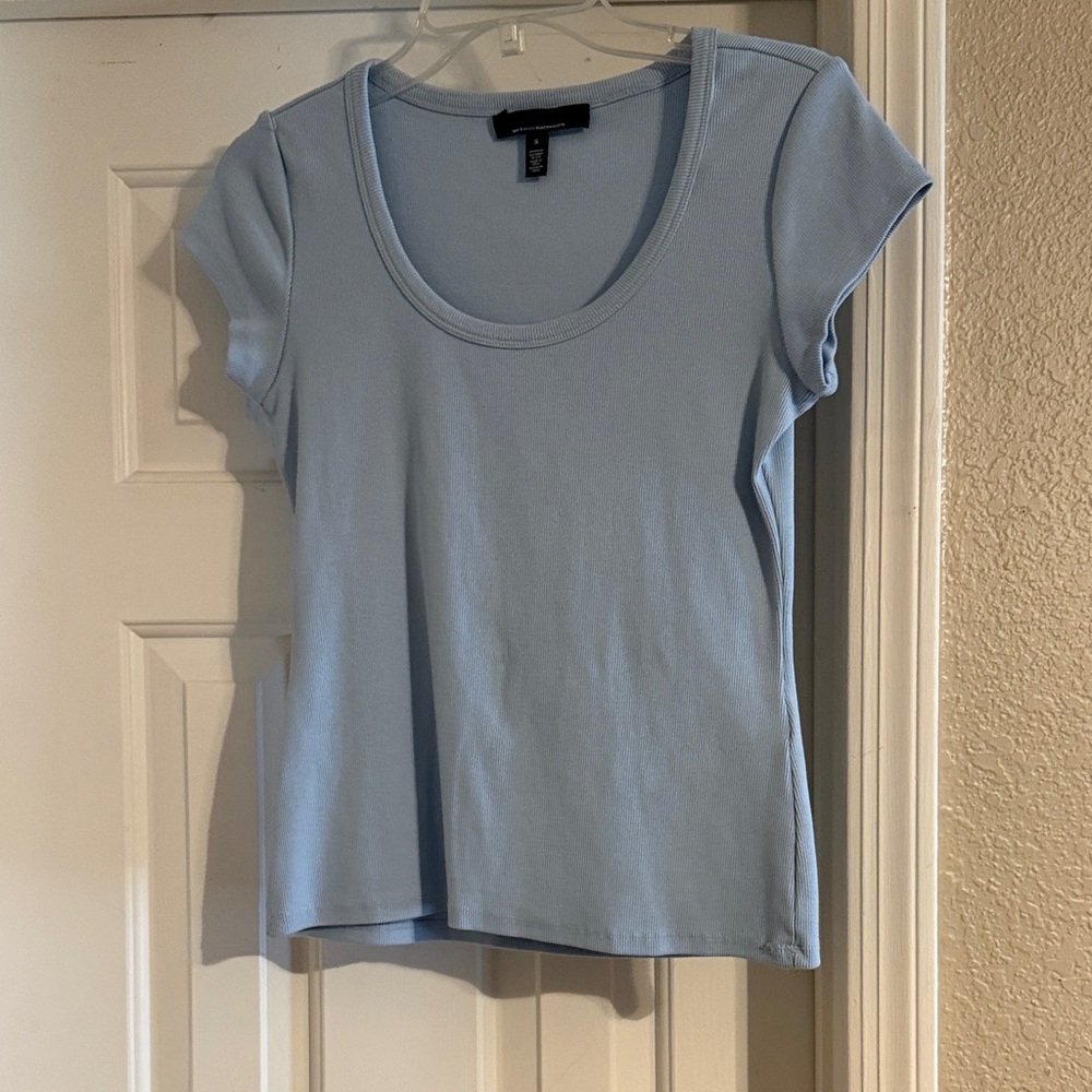White House Black Market Light Blue Scoop Neck Women's Top